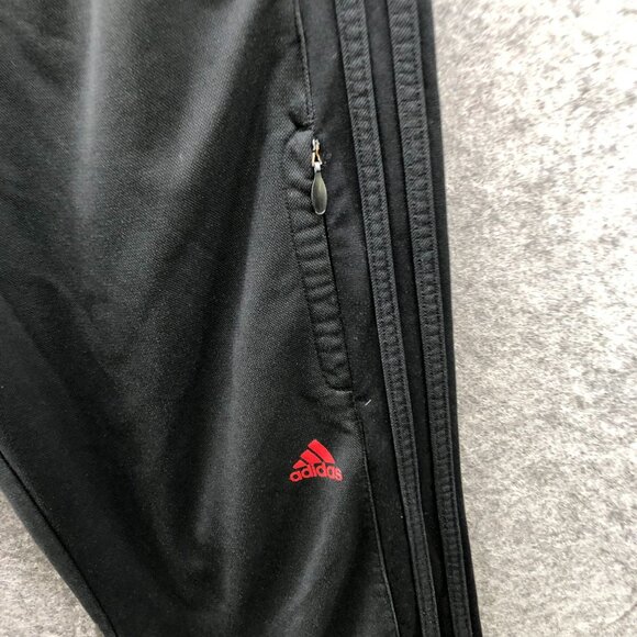 Adidas Black Track Pants Mens M Straight Leg Sweatpant Zip Pockets Drawstring - Picture 8 of 12